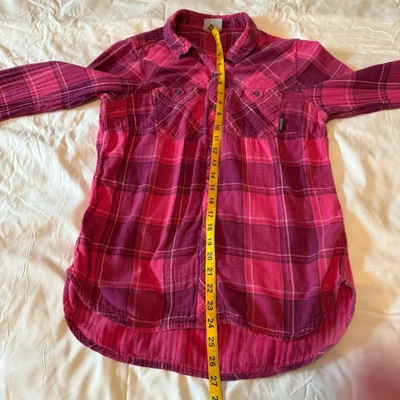 Columbia shirt Women Medium Pink Plaid Button Up Long Sleeve Button Down Cotton - Picture 7 of 7